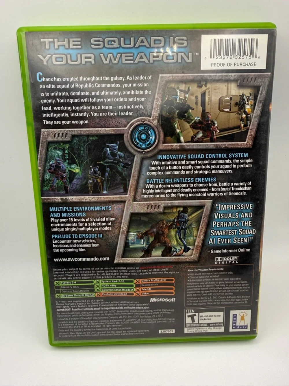 Star Wars Republic Commando - Microsoft Xbox 2005-Tested Rare